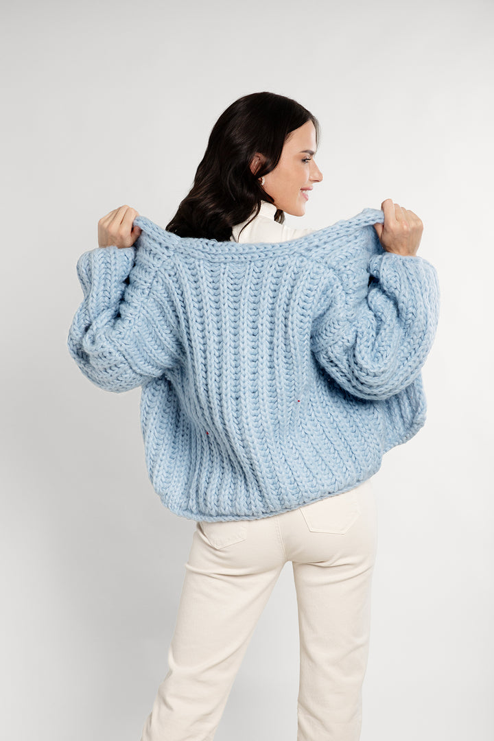 Chunky Oversized Cotton Wool Knit Cardigan