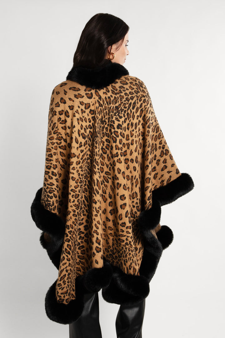 Cheetah Print Kimono Faux Fur Cape