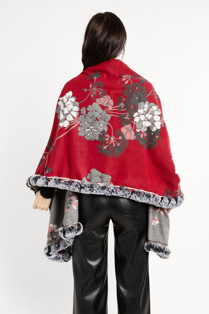 Faux Fur Scarf Floral