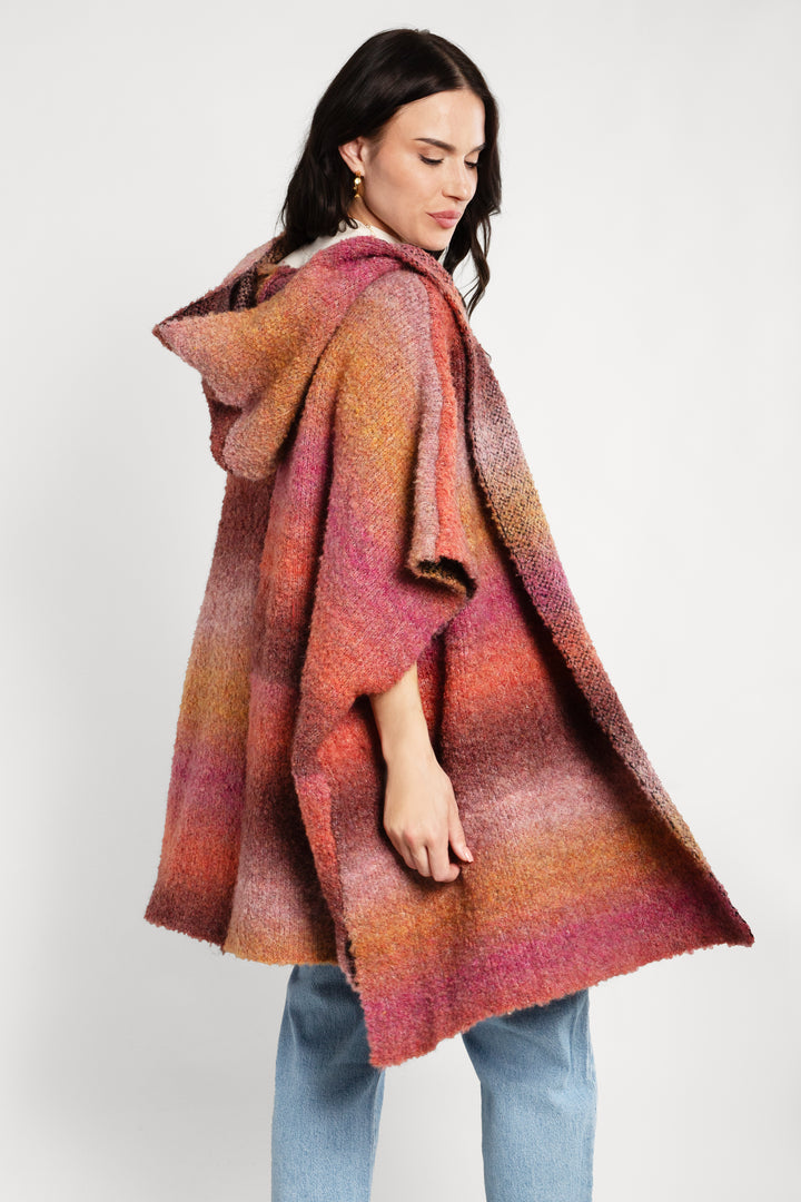 Hooded Kimono Multicolor Gradient