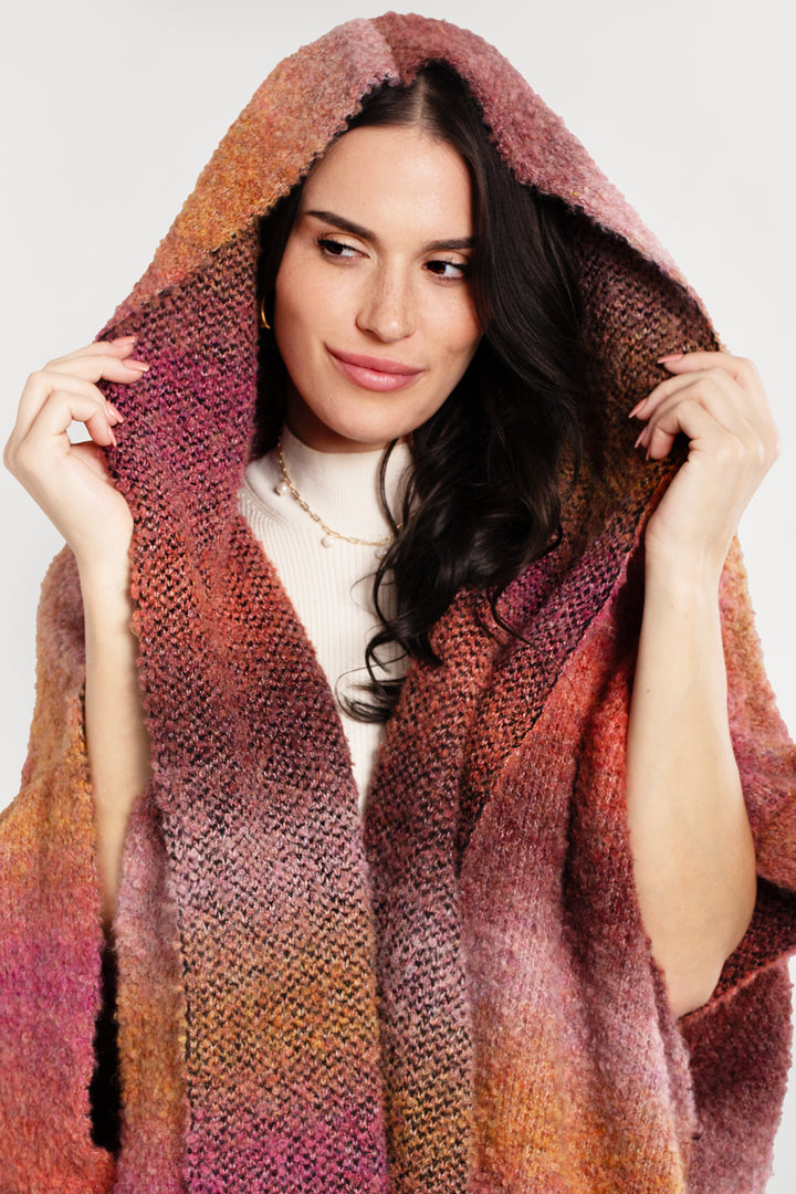 Hooded Kimono Multicolor Gradient