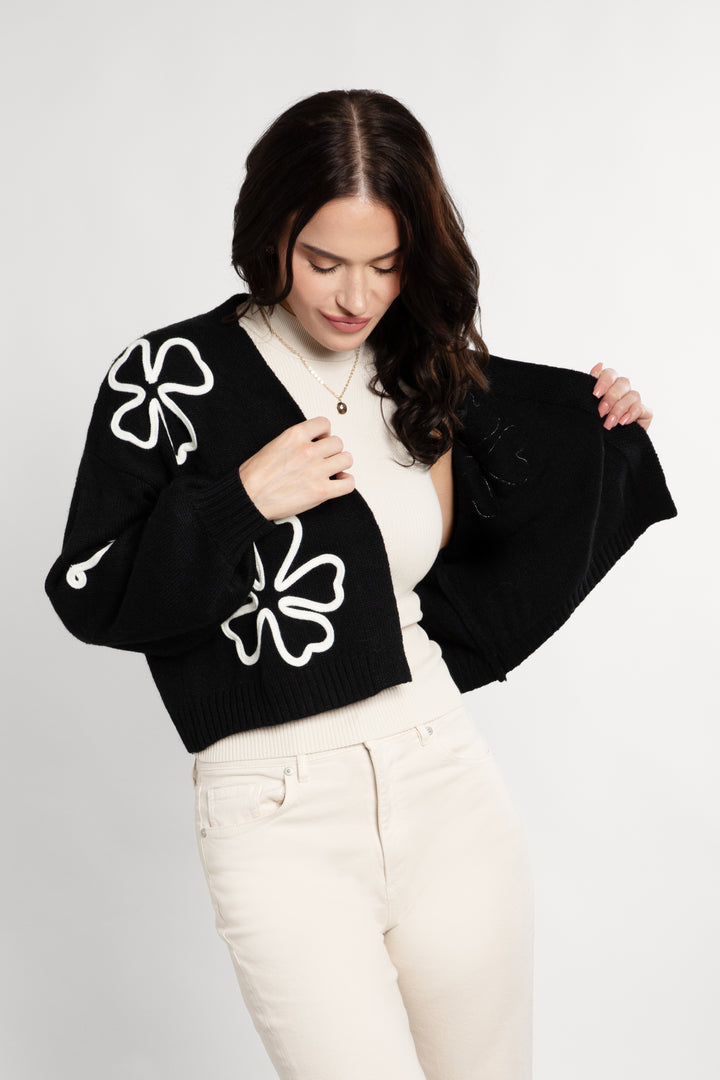 Cropped Floral Cardigan Squiggle