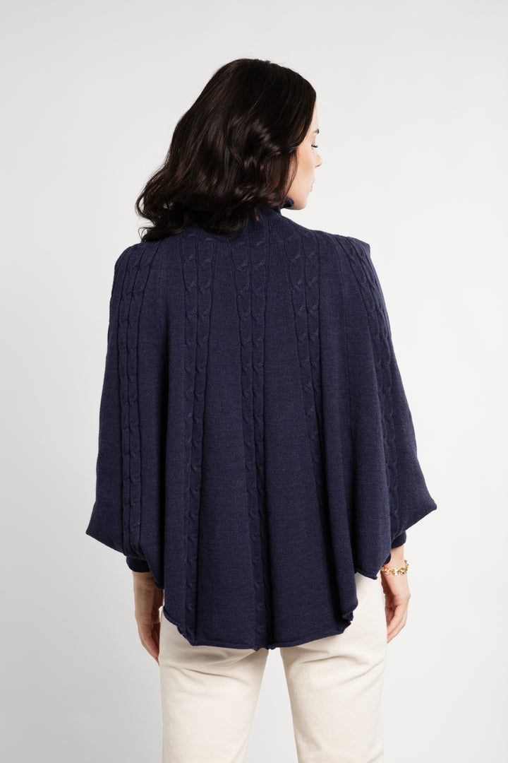 Turtleneck Sweater Cable Knit Poncho