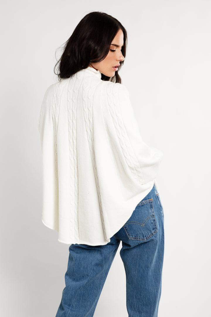 Turtleneck Sweater Cable Knit Poncho