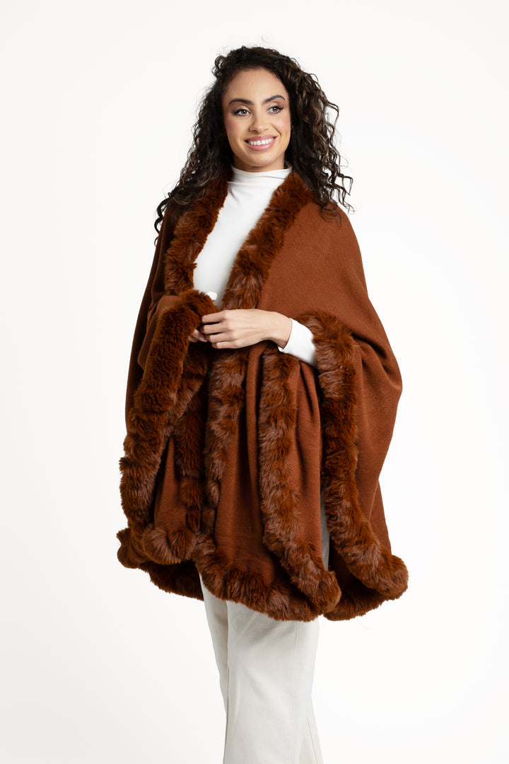 Faux Fur Cape Kimono Sienna