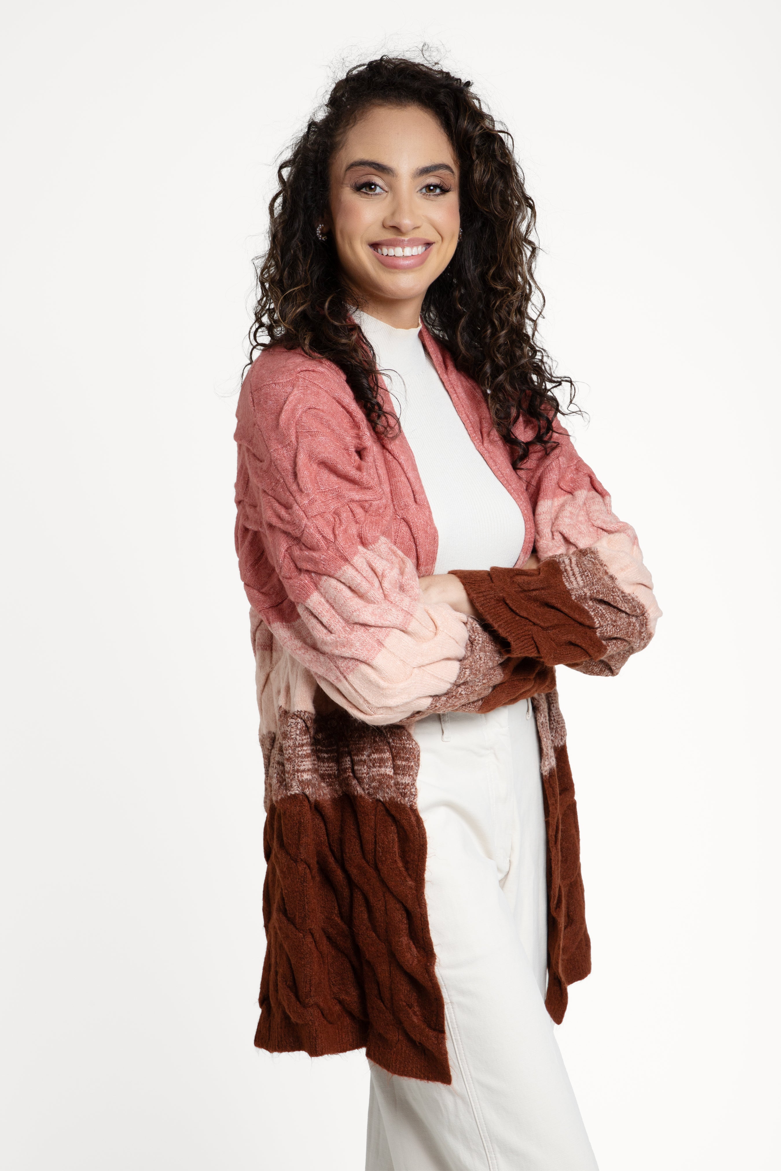 Cable Knit Color Block Cardigan – SAACHI