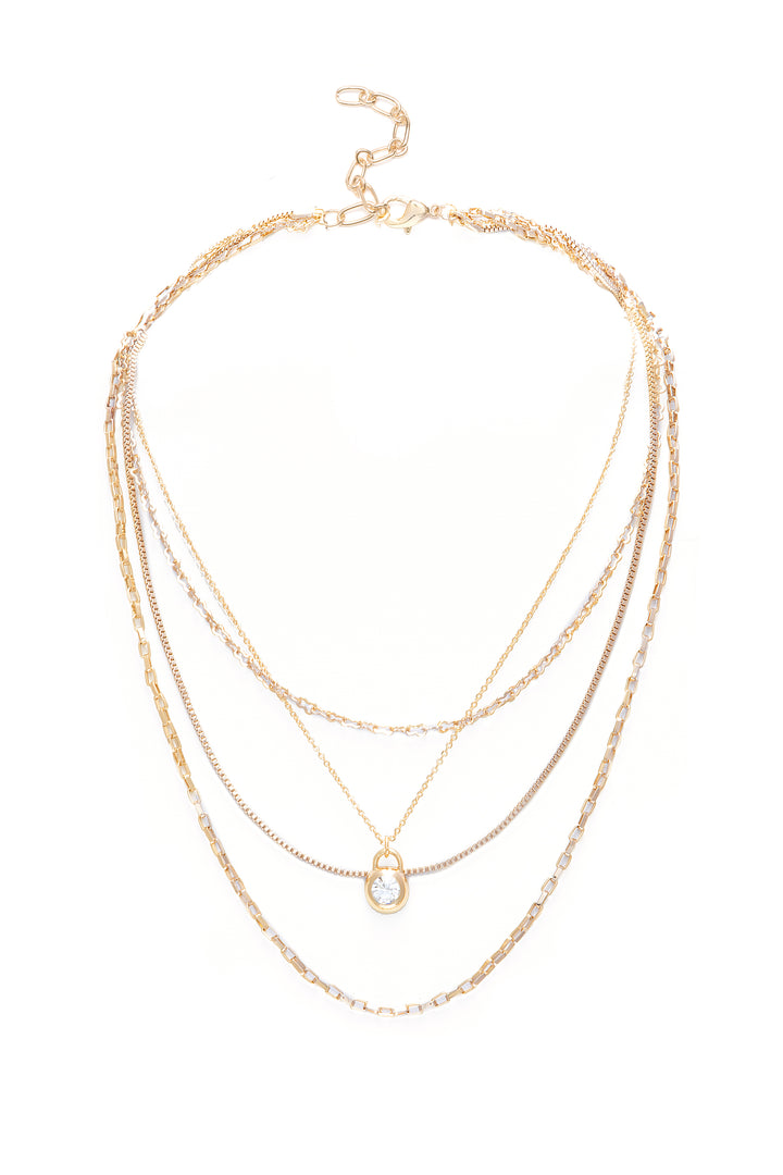 Layered Gold Chain Delicate Pendant Necklace