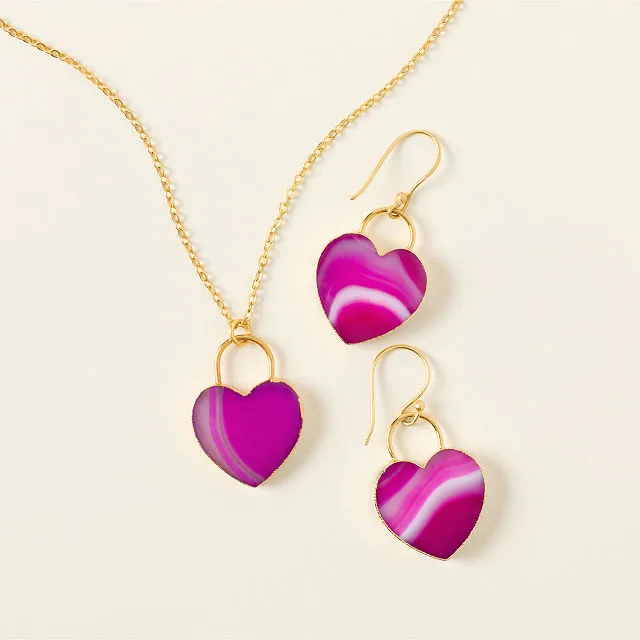 Agate Heart Earrings