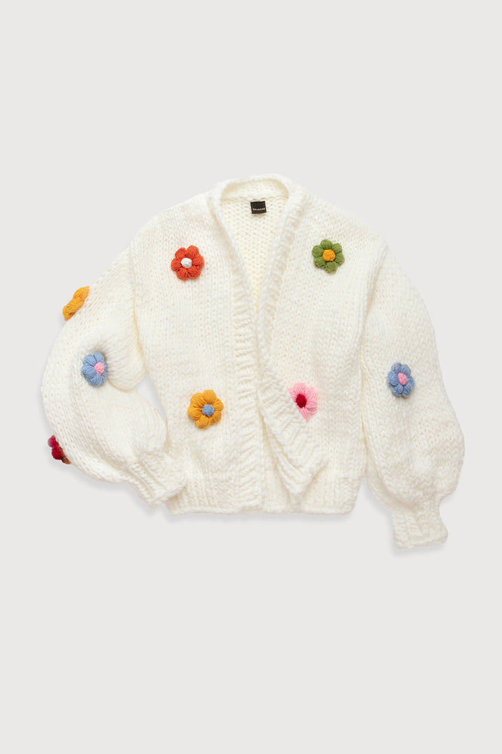 Floral Knitted Appliqué Cardigan