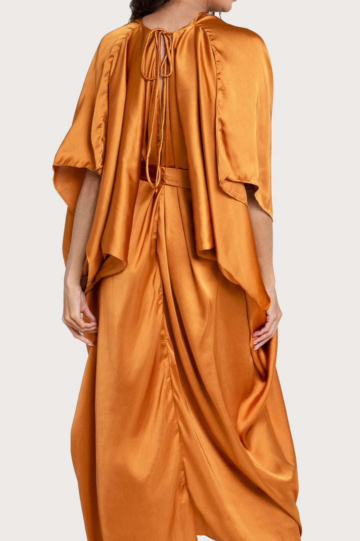 Satin Kaftan Tie-Front Maxi