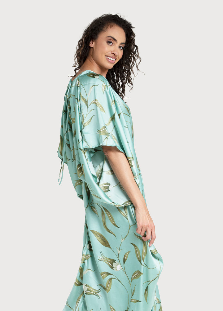 Satin Kaftan Tie-Front Maxi