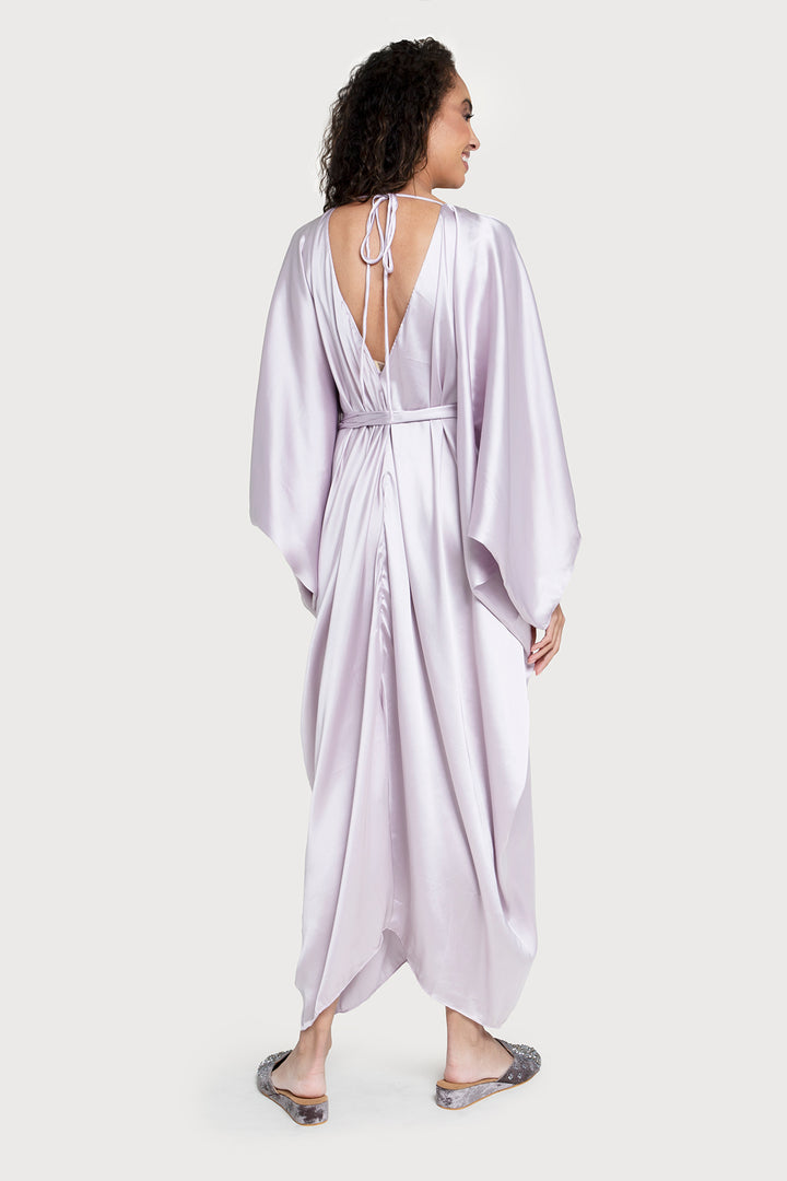 Satin Kaftan Tie-Front Maxi