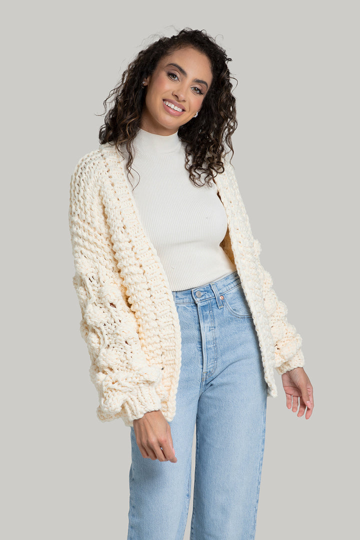 Knit Cardigan With Bauble Sleeves