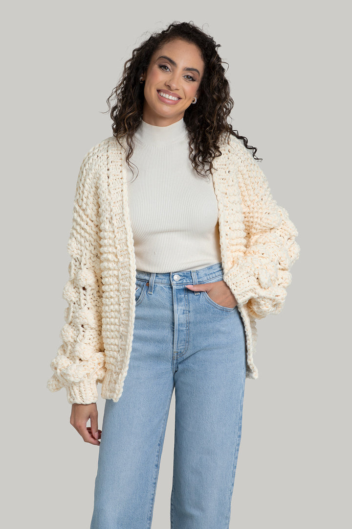 Knit Cardigan With Bauble Sleeves