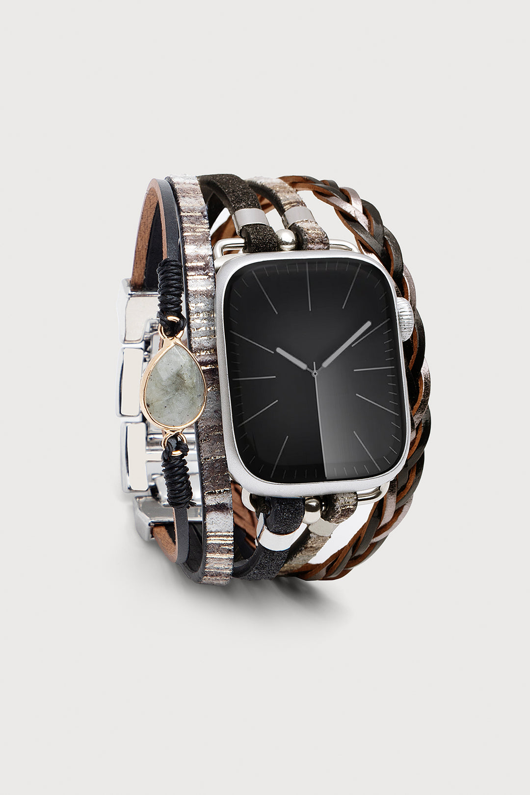Cordelia Leather Apple Watch Band - SAACHI - Silver - Bracelet