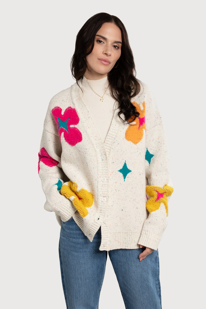 Floral Ohana Cardigan Ivory