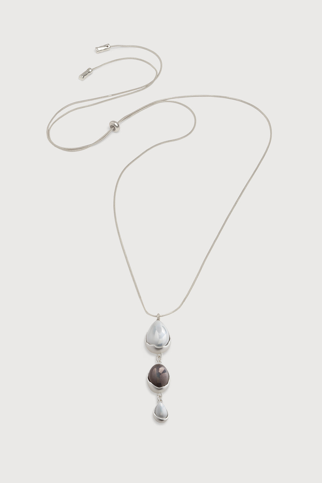 Triplicity Orb Drop Necklace Silver