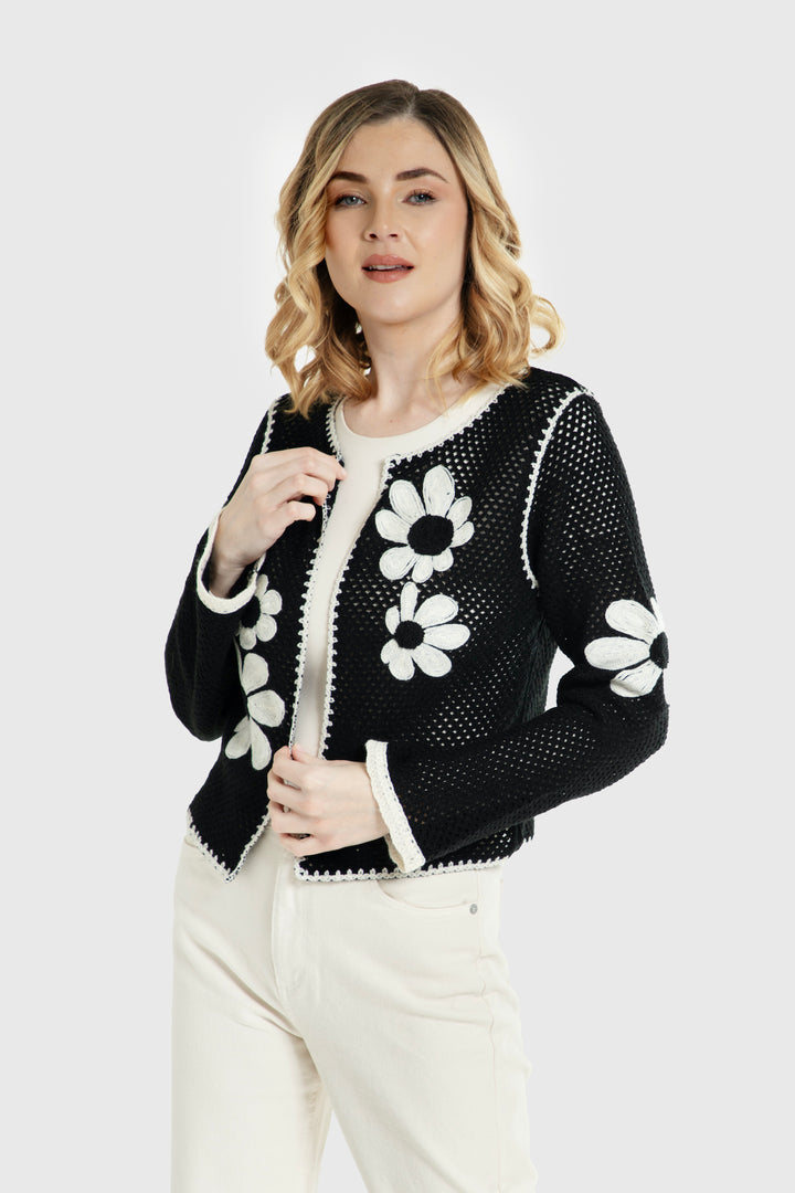 Lightweight Floral Crochet Cardigan