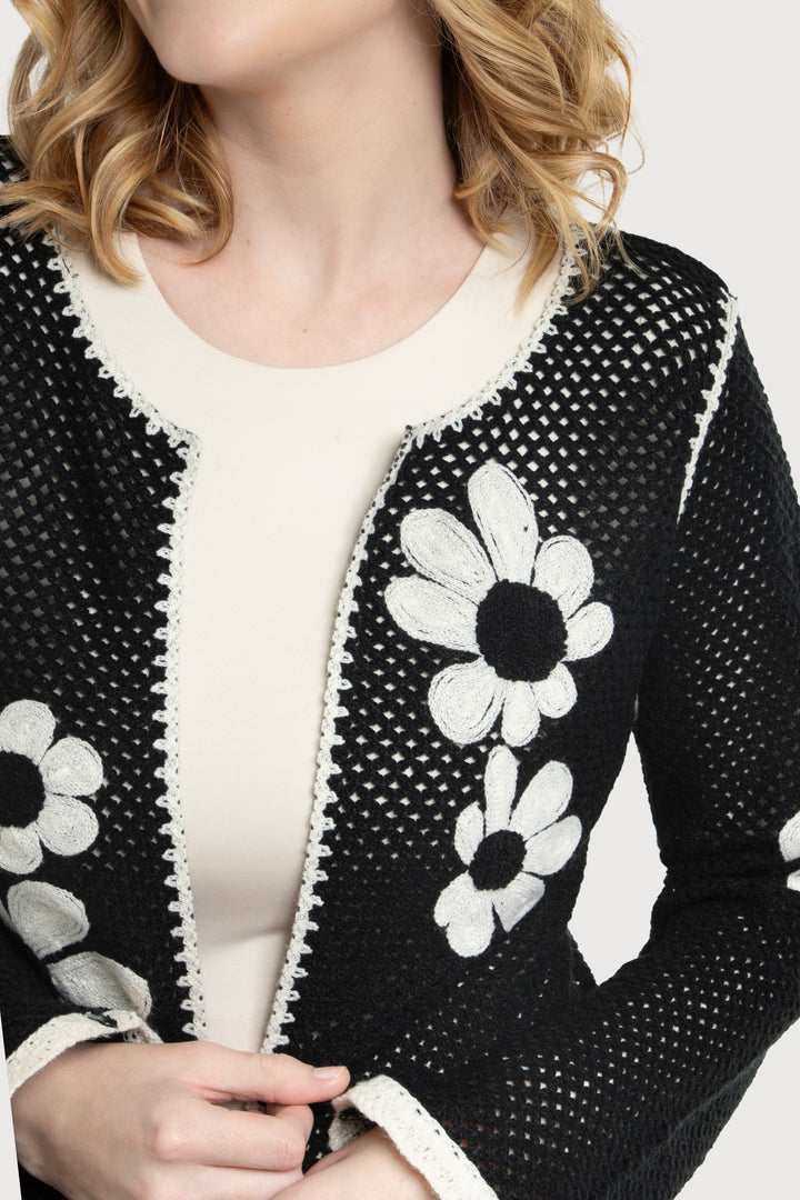 Lightweight Floral Crochet Cardigan