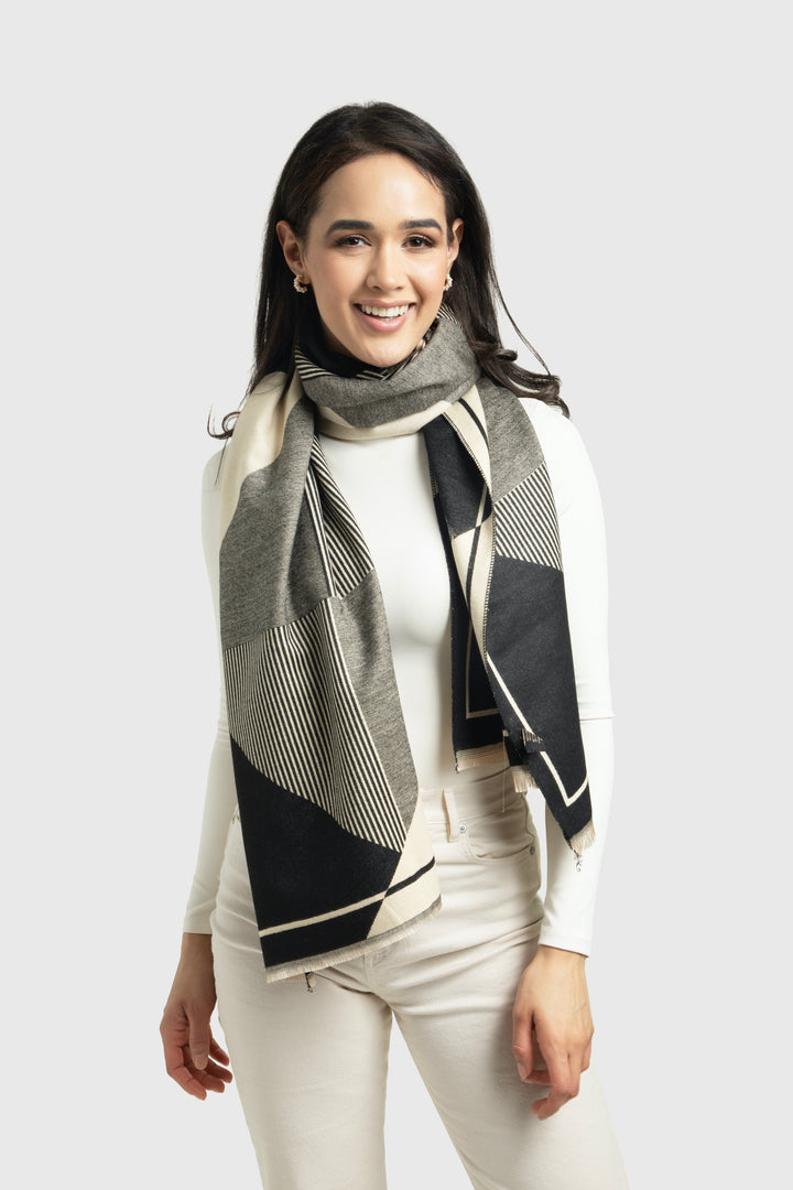 Geometric Striped Reversible Scarf