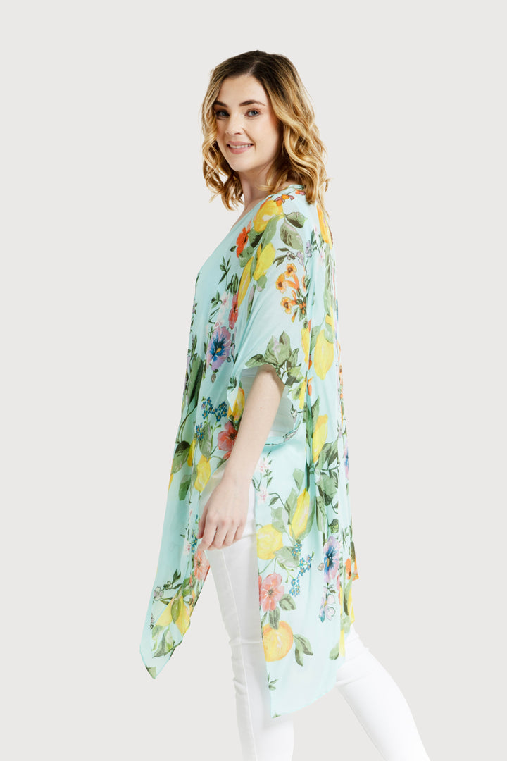 Citrus Garden Kimono Aqua