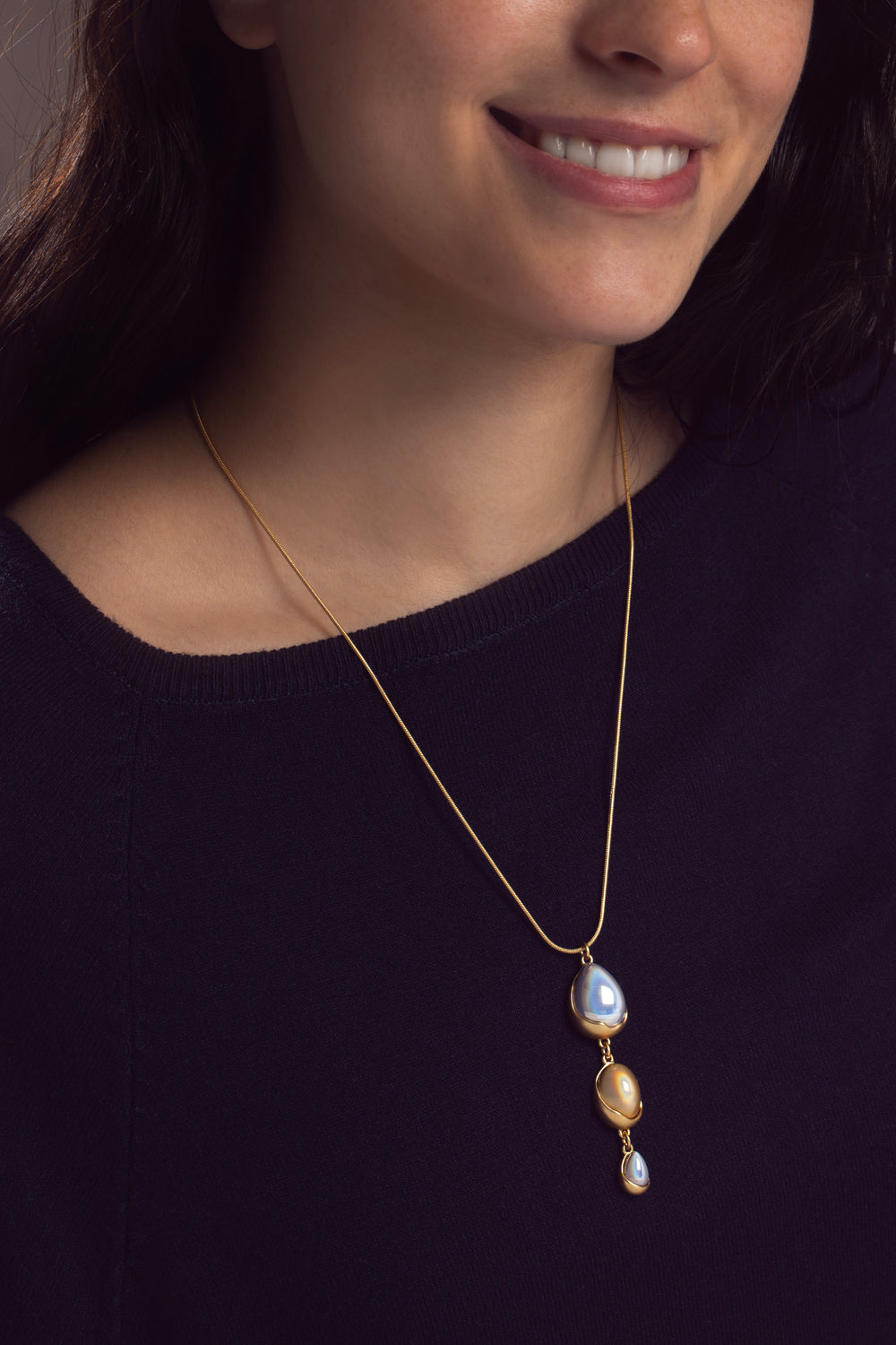 Triplicity Orb Drop Necklace Gold