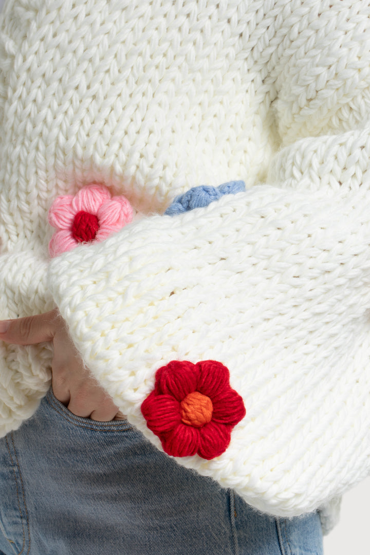 Floral Knitted Appliqué Cardigan