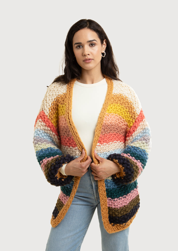 Rainbow Knitted Cardigan Light Yellow