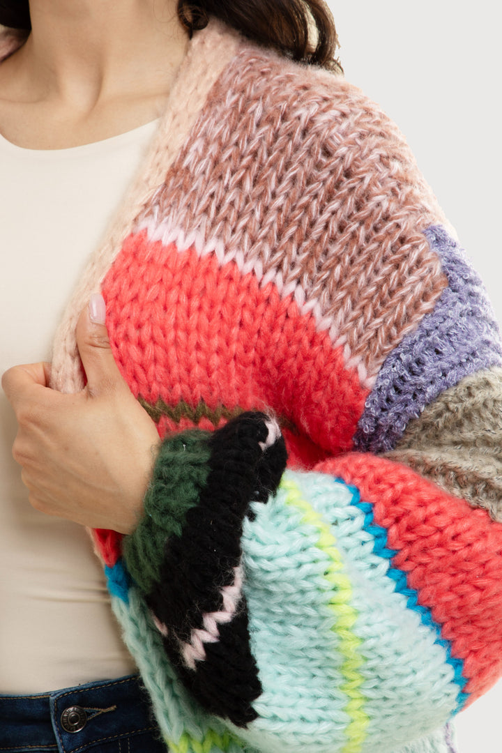 Knitted Rainbow Multitoned Cardigan