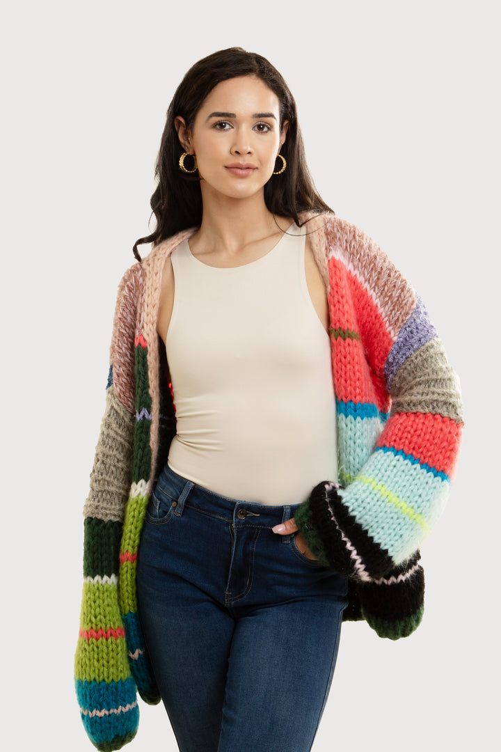 Knitted Rainbow Multitoned Cardigan