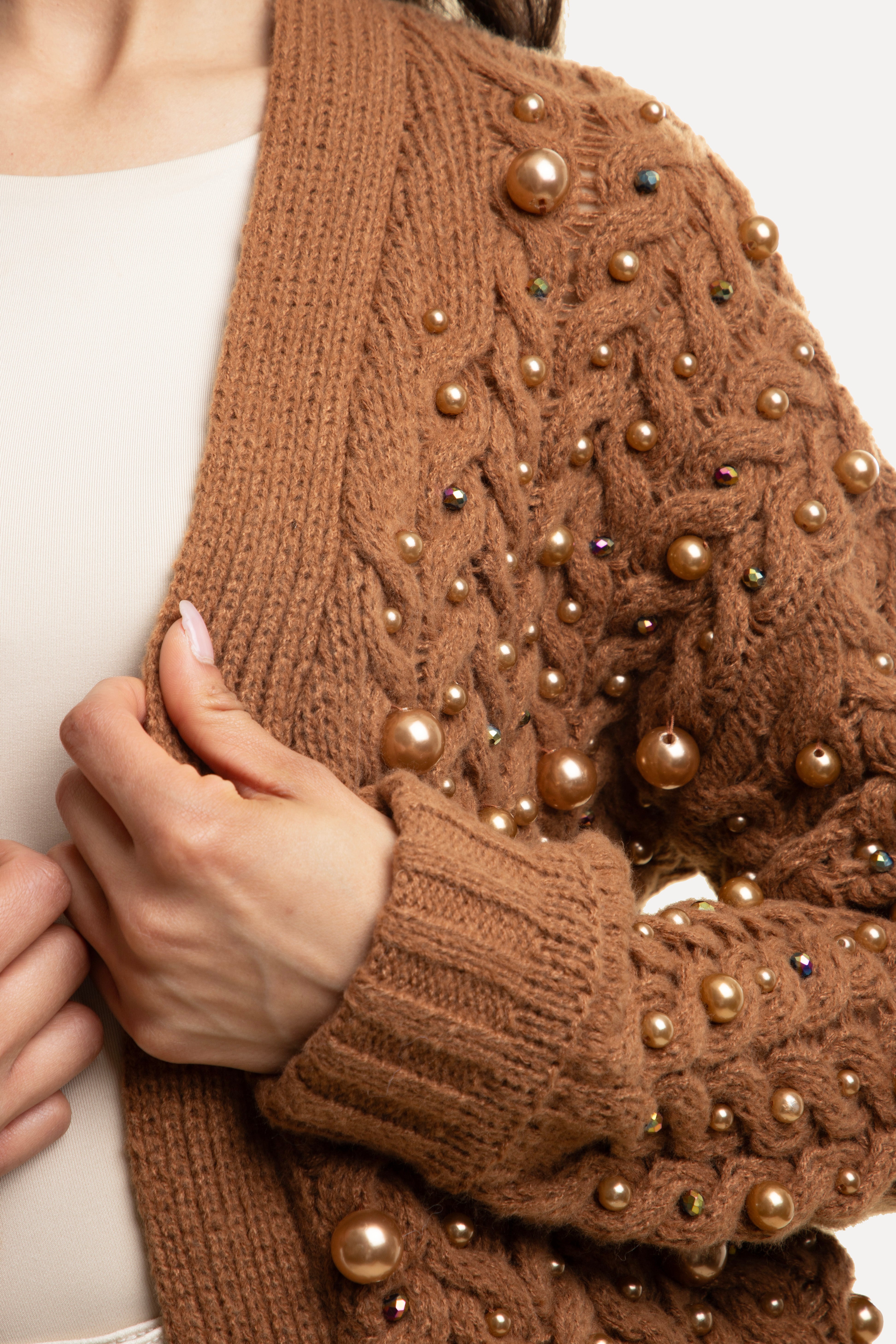 Holiday Pearl Knit Cardigan | SAACHI