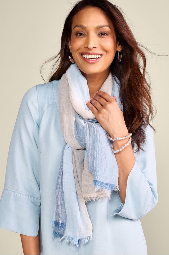 Striped Fringed Beach Scarf – SAACHI display picture 1