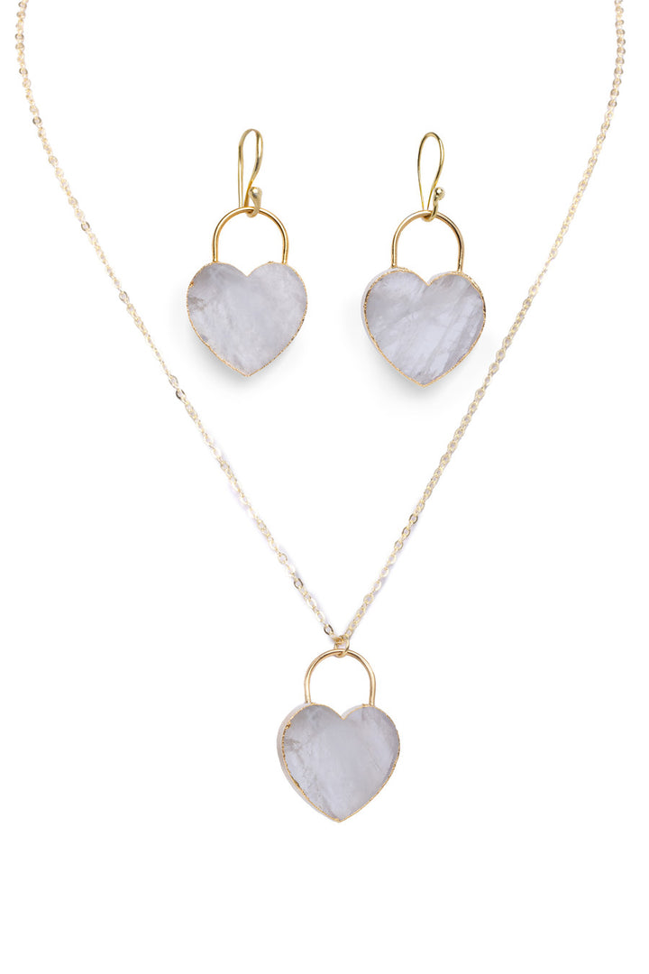 Heart Stone Earrings And Necklace Set