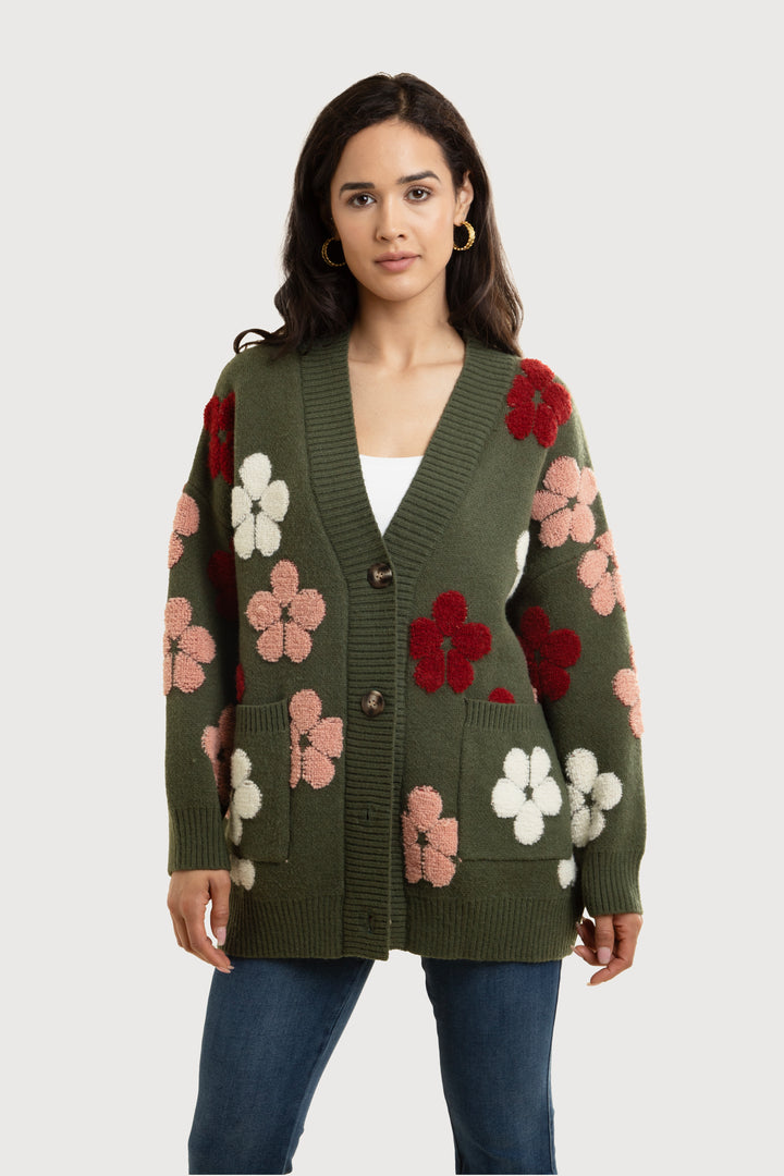 Floral Knit Cardigan for Fall