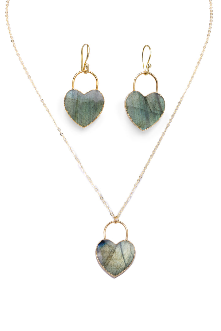 Heart Stone Earrings And Necklace Set