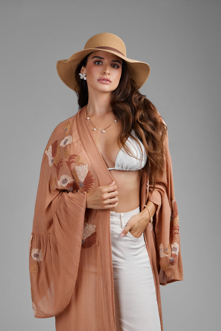 Floral Embellished Long Kaftan