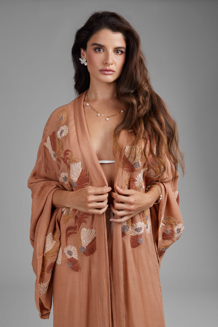 Floral Embellished Long Kaftan