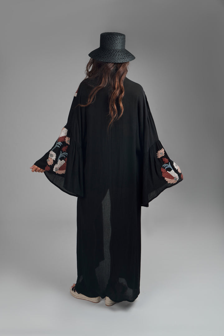 Floral Embellished Long Kaftan