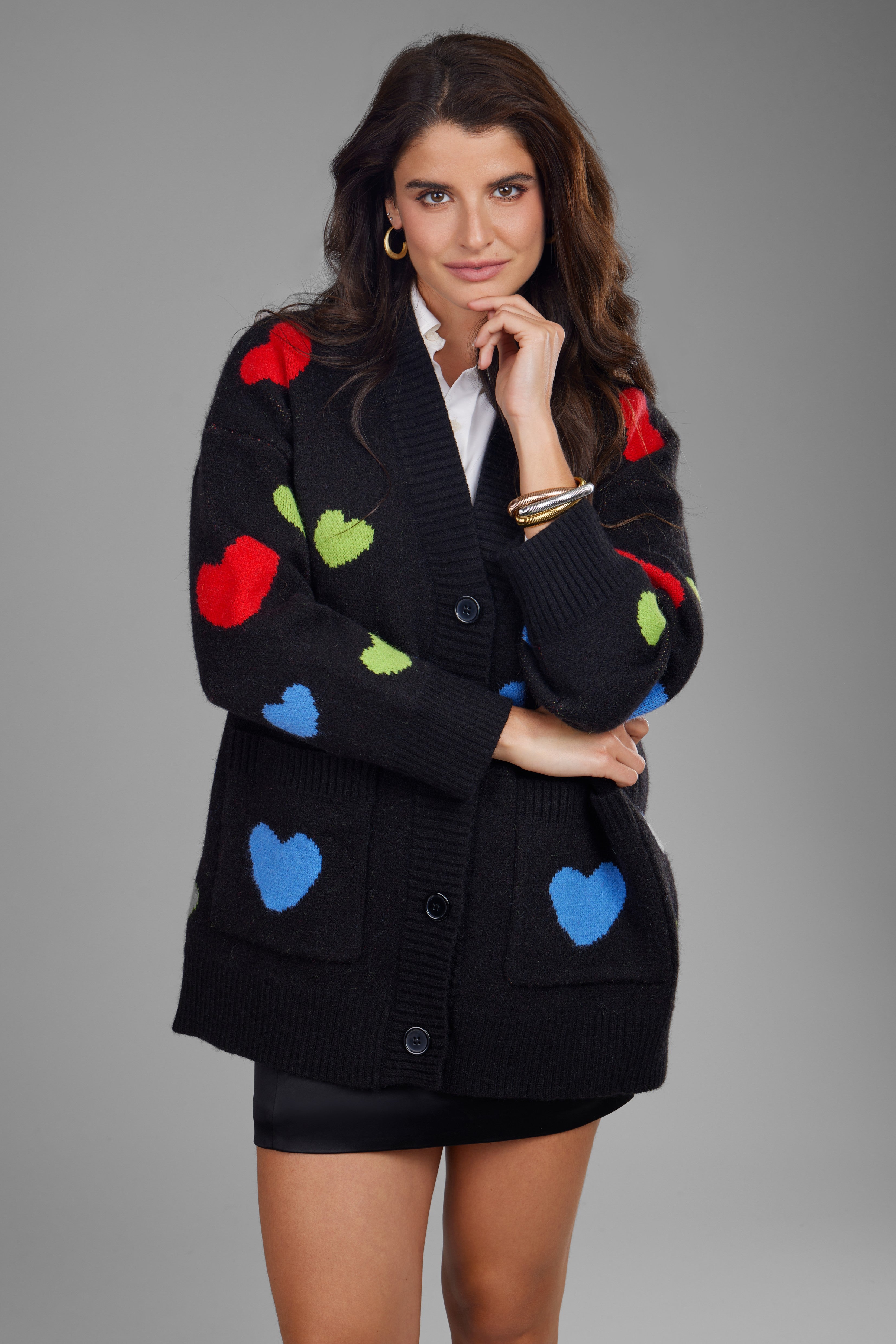 Multicolored Heart Buttoned Cardigan – SAACHI
