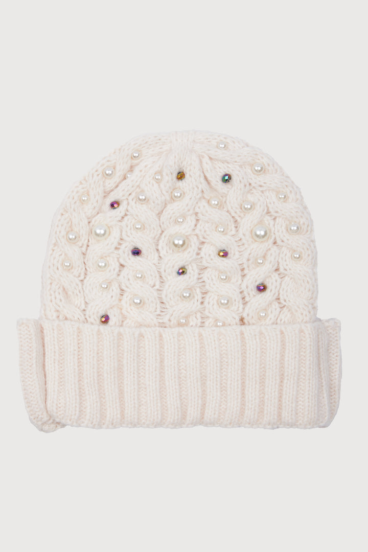 Pearl Cable Knit Beanie