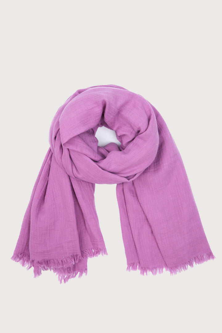 Solid Cotton Fringed Scarf