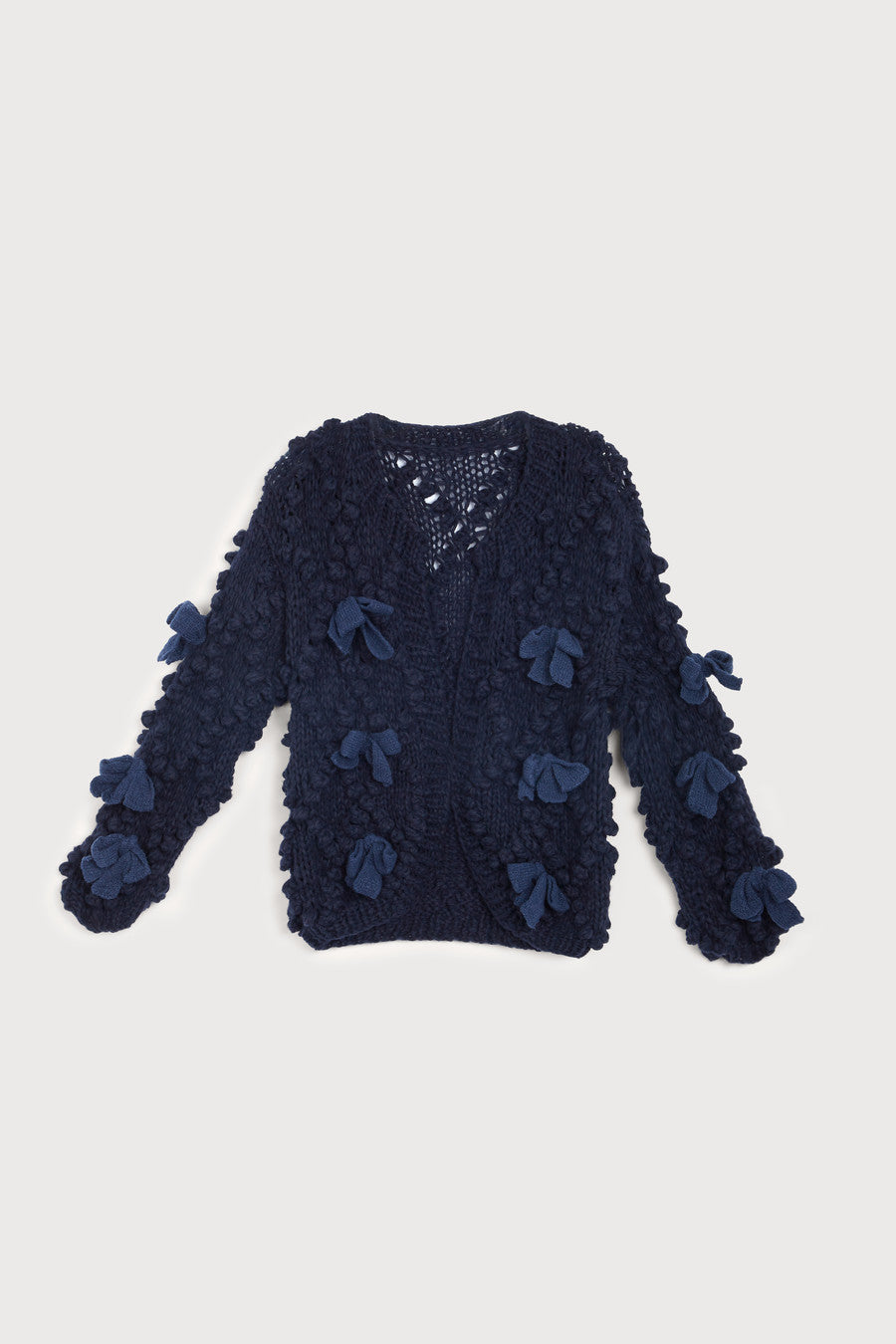 トップス CRANK Ribbon Tie Knit Cardigan navy CRANK Ribbon Tie Knit Cardigan (Navy)