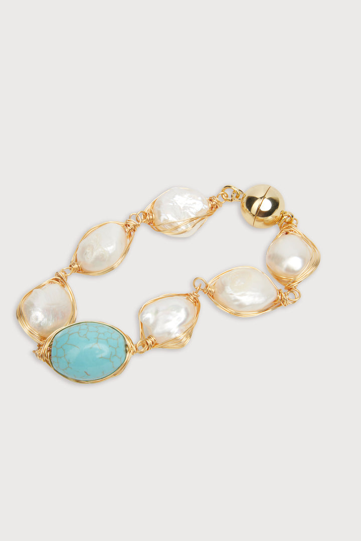 Turquoise Baroque Pearl Bracelet Gold