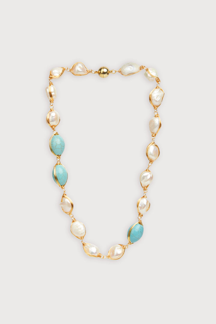 Turquoise Baroque Pearl Necklace