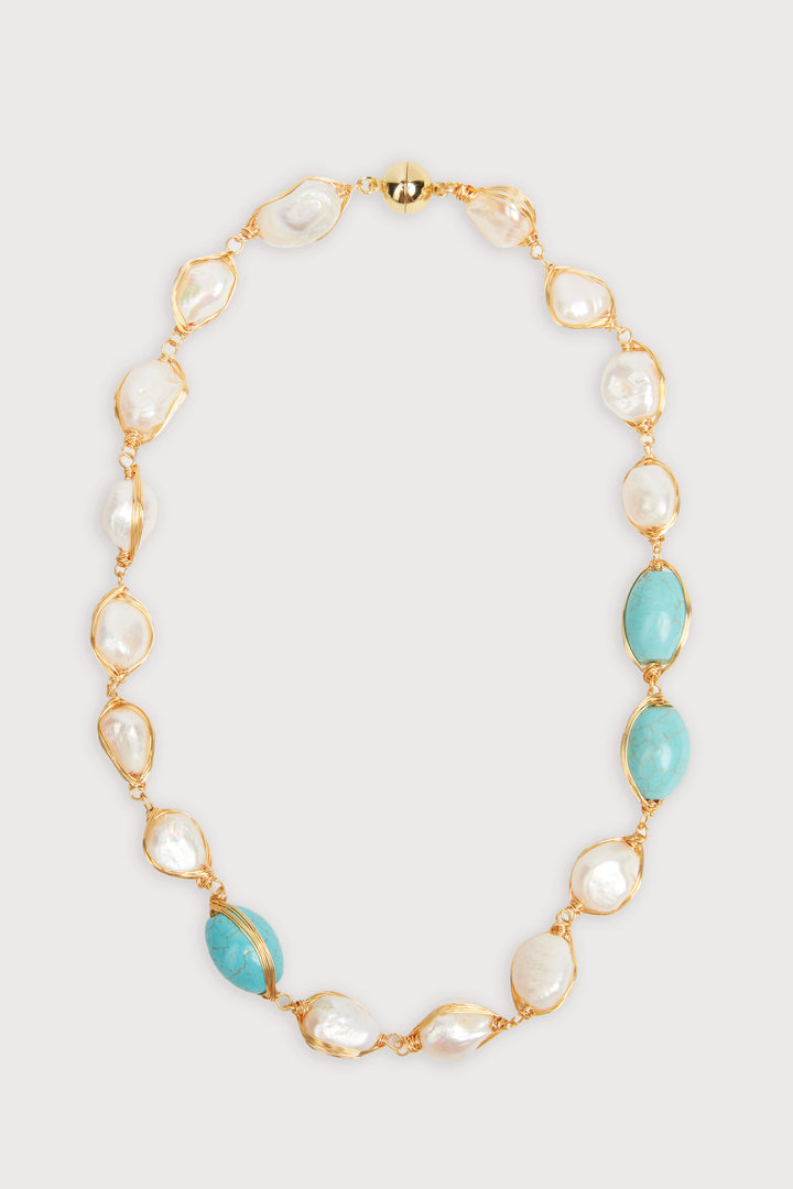 Turquoise Baroque Pearl Necklace