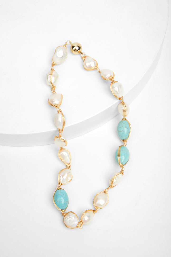 Turquoise Baroque Pearl Necklace