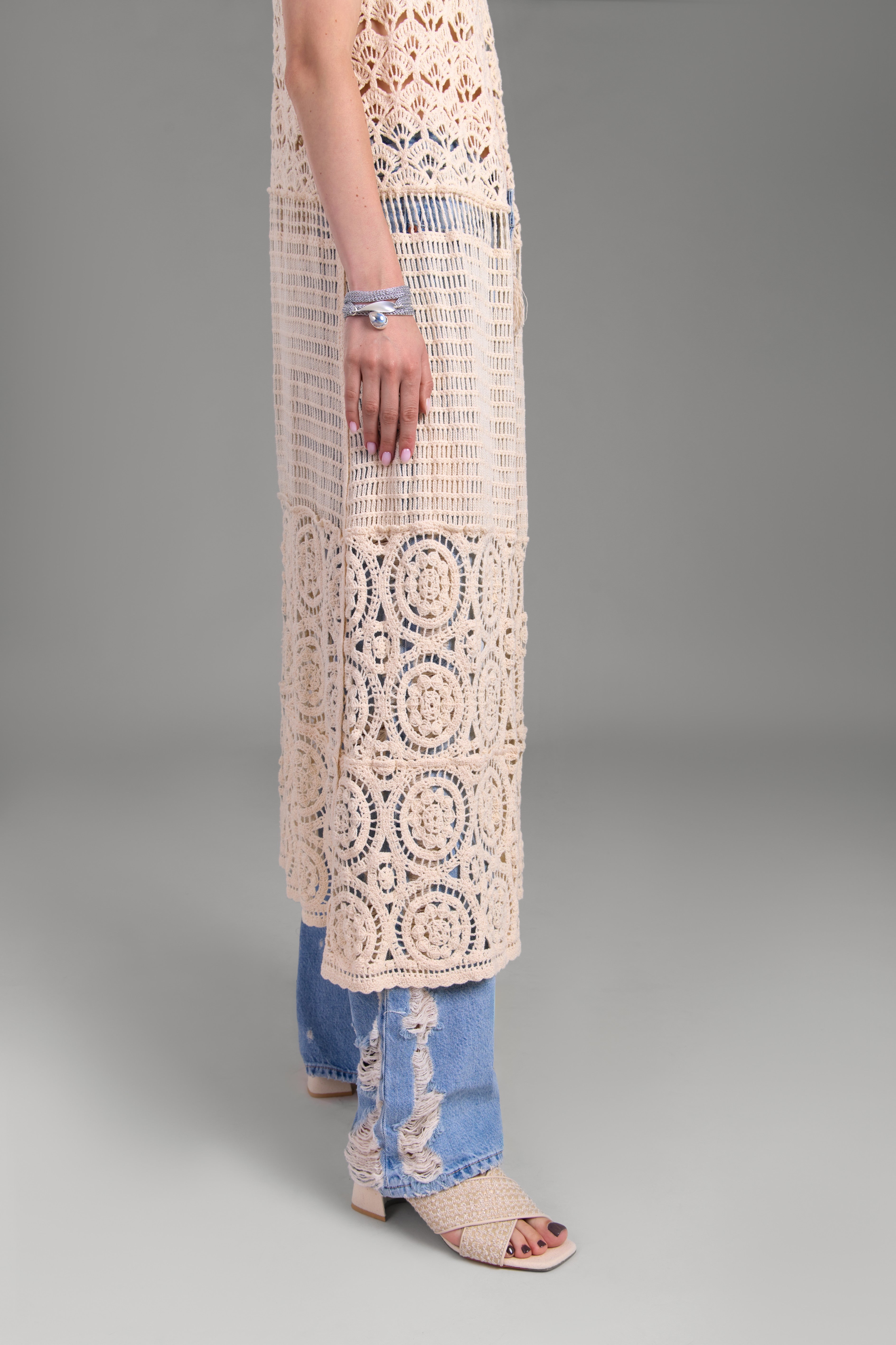 Crochet Tie Front Long Kimono – SAACHI