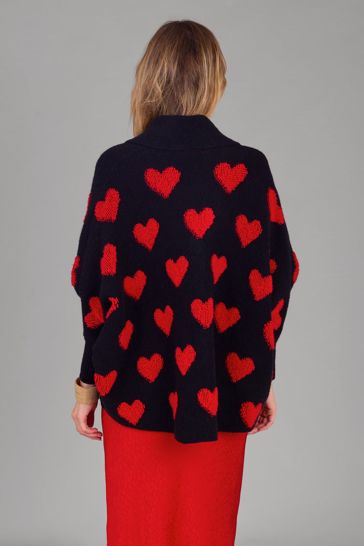 Heart Cardigan Ribbed Knit