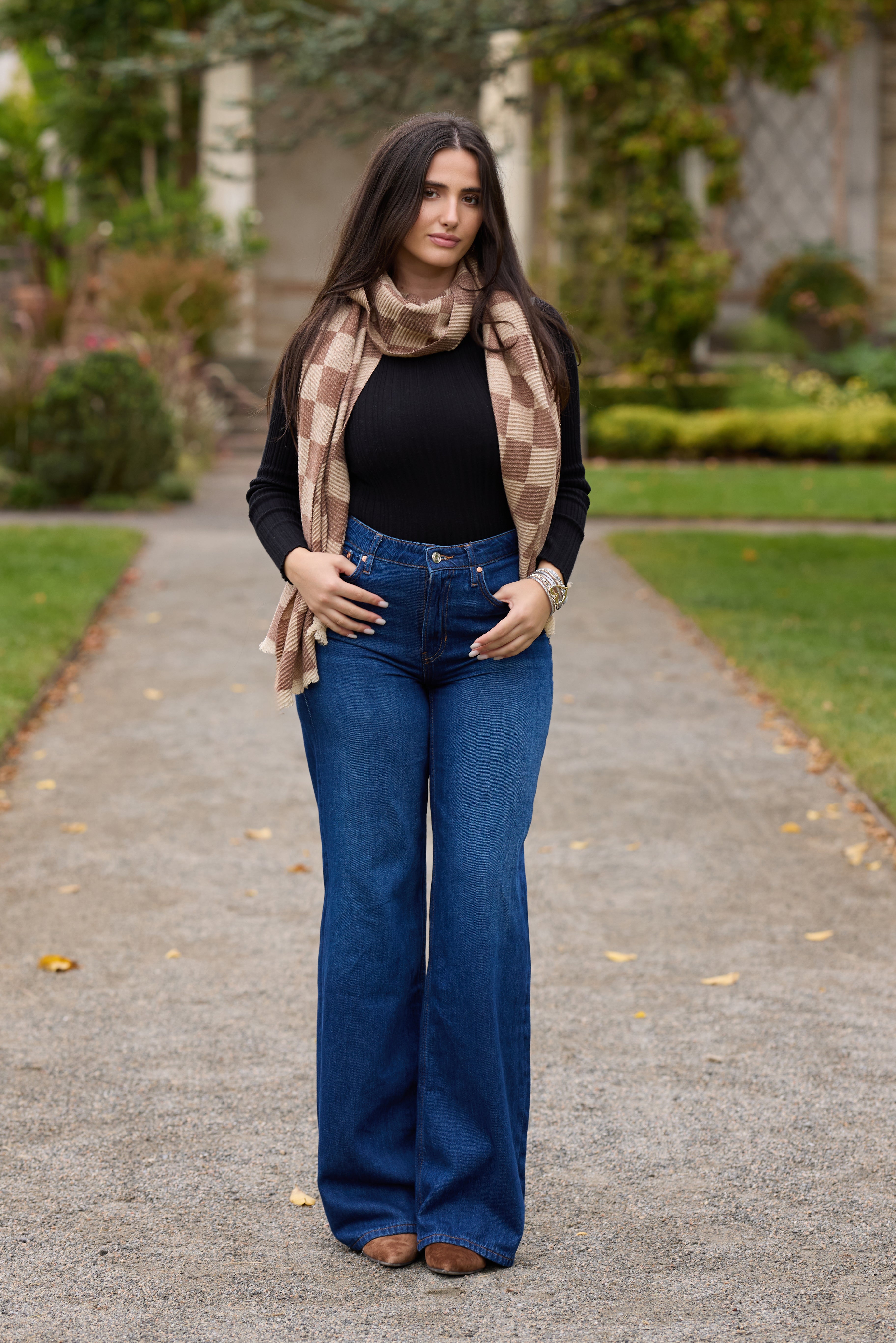 Crinkled Checkered Scarf – SAACHI