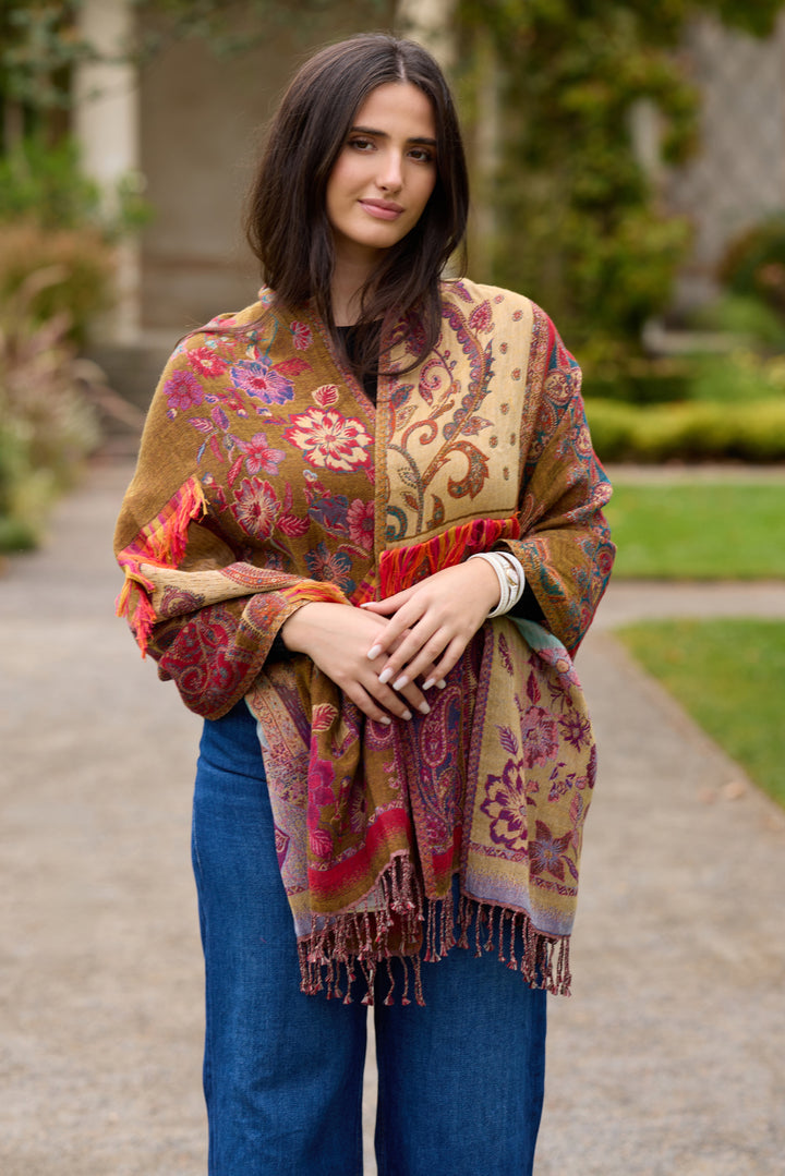 Floral Paisley Fringed Scarf